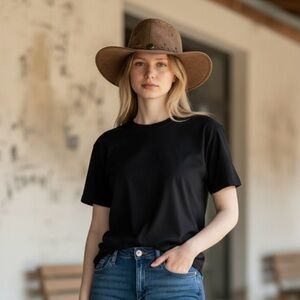 Vintage Tan Suede Leather Western Hat Size Small Braided Tassel Studded Mexico